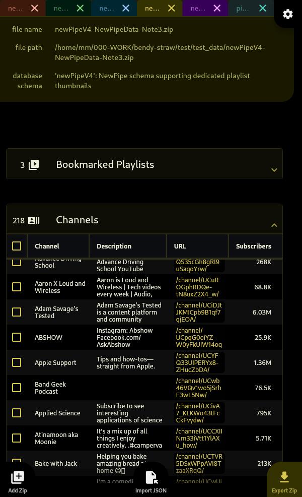 Multiple databases in colour-coded tabs