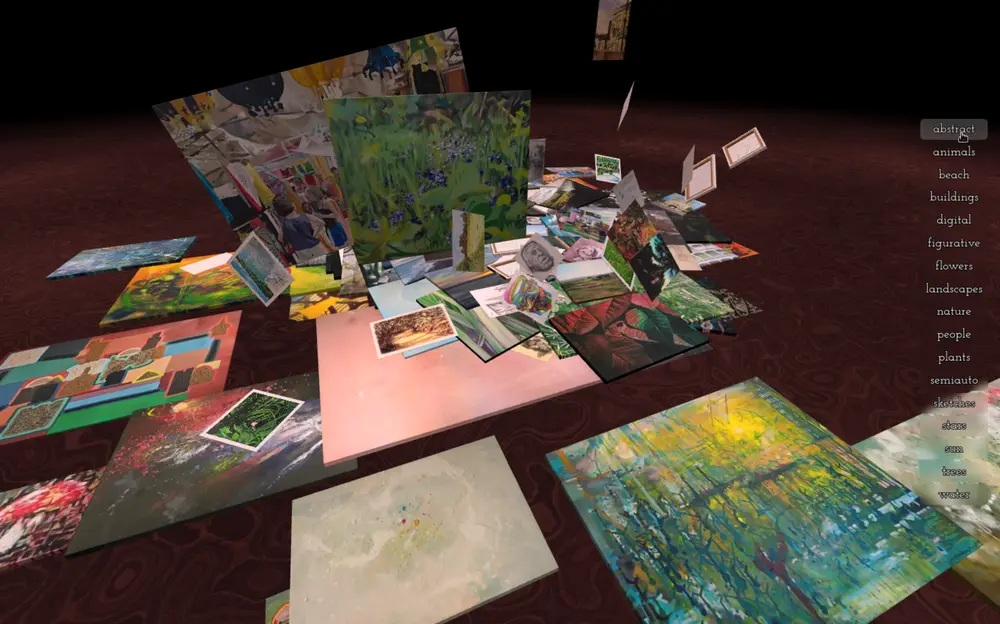 Paintings falling into pile